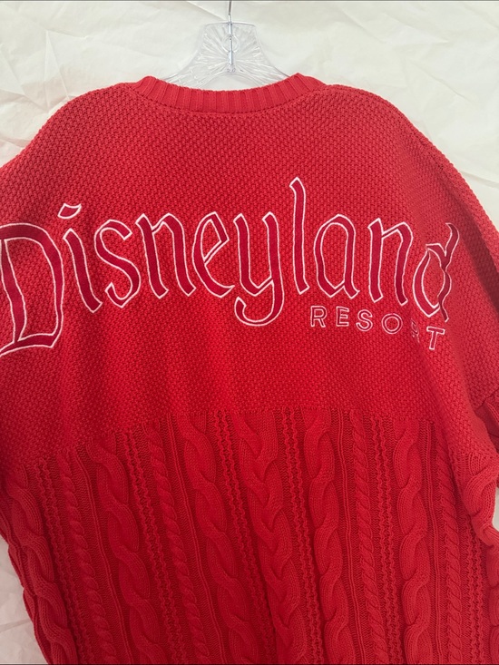 90’s Oversized Disney Red Cable-Knit Crewneck Spirit Jersey Embroidered Sweater